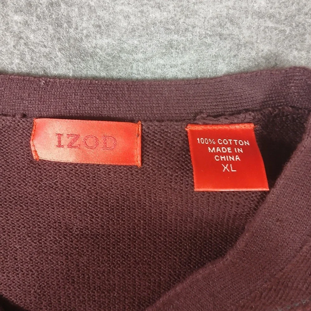Izod Men's 100% Cotton Size XL Red Geometric Pullover‎ Sweater